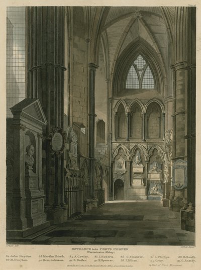 Ingresso al Poets Corner, Abbazia di Westminster, Londra da Augustus Charles Pugin